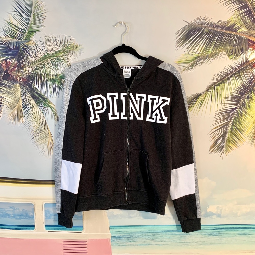 ❣️🌻VS Pink Color block Zip-up Hoodie